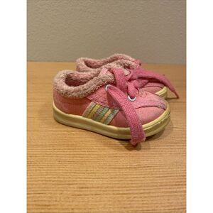 Vintage "Dyna Kids" Canvas Pink With Rainbow Infant Shoes Size 2‎